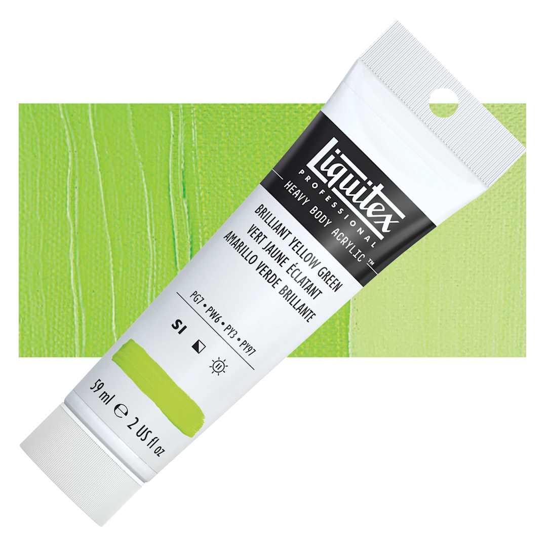 Open in modal - Liquitex Heavy Body Artist Acrylic - Brilliant Yellow Green, 2 oz Tube and swatch