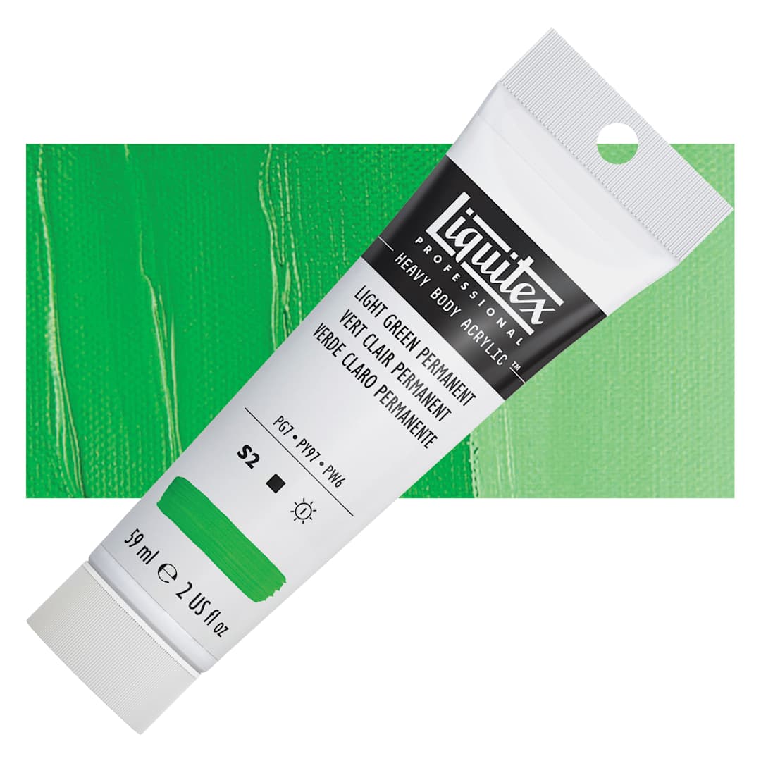 Open in modal - Liquitex Heavy Body Artist Acrylic - Light Green Permanent, 2 oz Tube and swatch