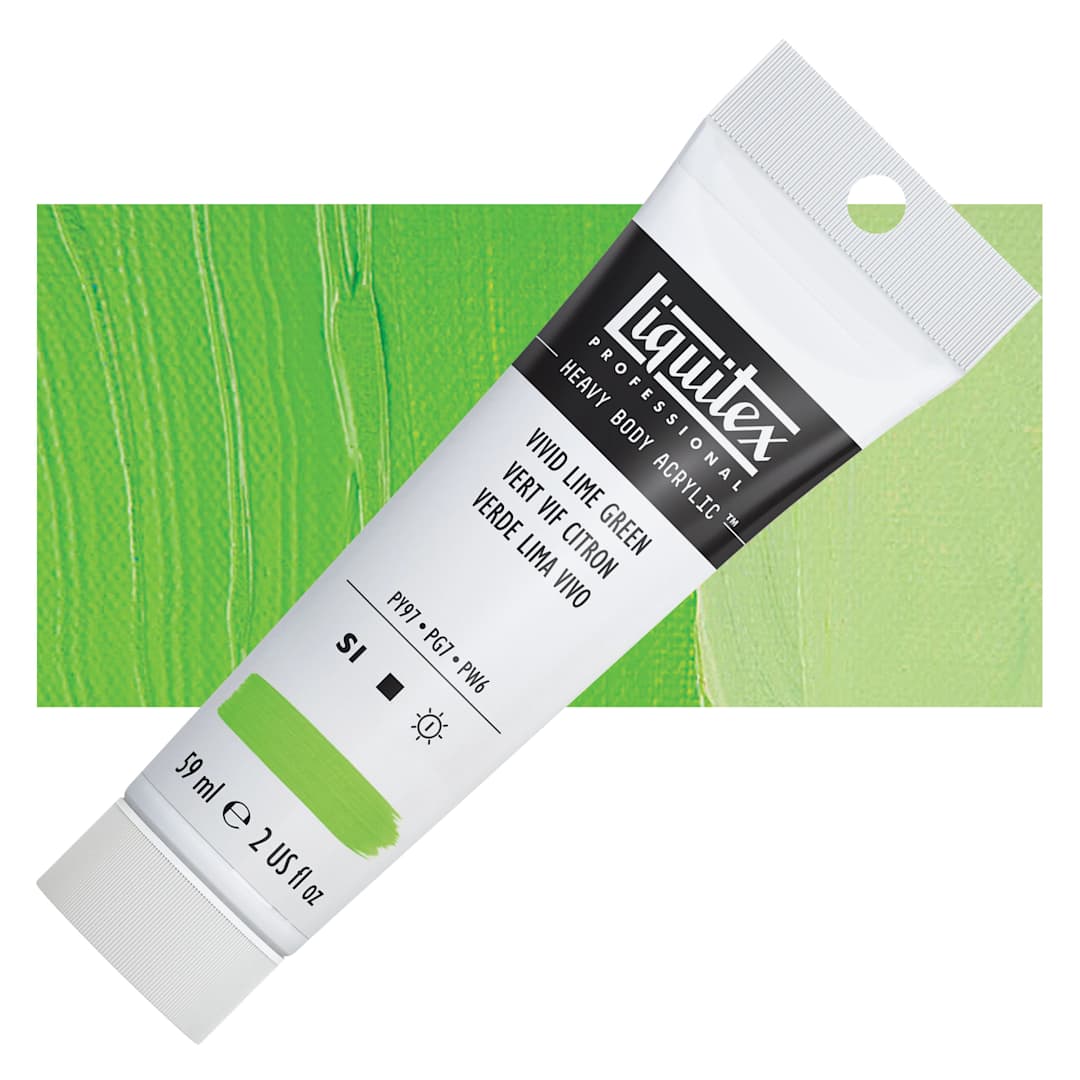 Open in modal - Liquitex Heavy Body Artist Acrylic - Vivid Lime Green, 2 oz Tube and swatch
