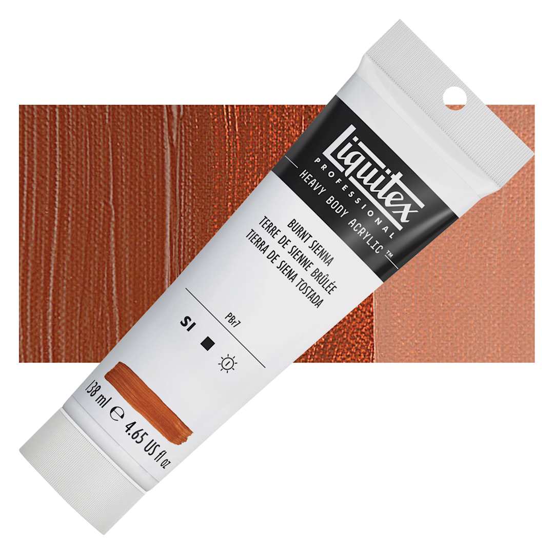 Open in modal - Liquitex Heavy Body Artist Acrylic - Burnt Sienna, 4.65 oz Tube and swatch