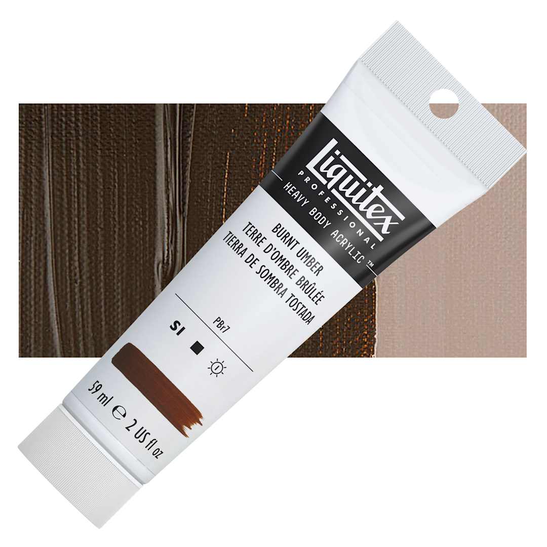Open in modal - Liquitex Heavy Body Artist Acrylic - Burnt Umber, 2 oz Tube and swatch