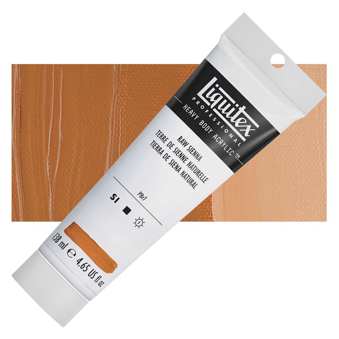 Open in modal - Liquitex Heavy Body Artist Acrylic - Raw Sienna, 4.65 oz Tube and swatch