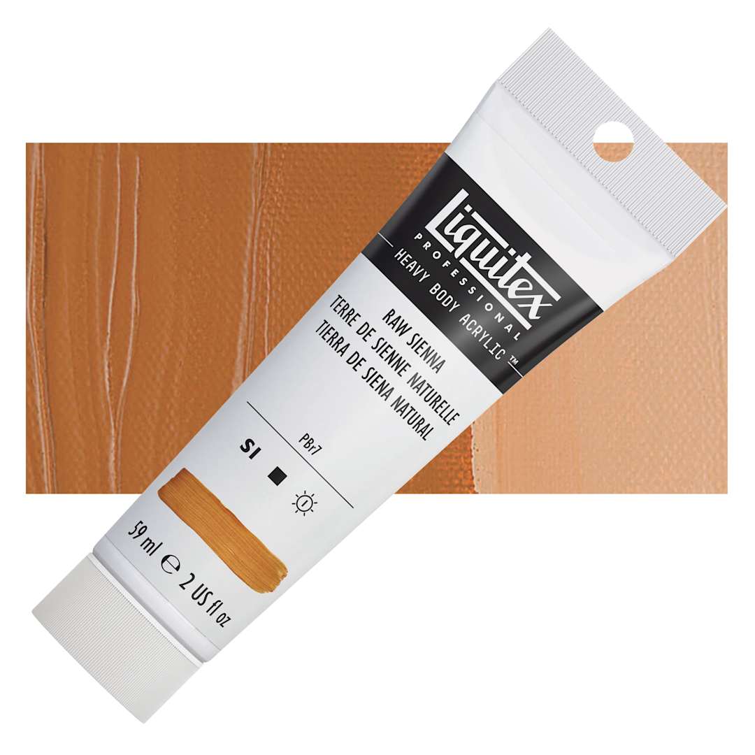 Open in modal - Liquitex Heavy Body Artist Acrylic - Raw Sienna, 2 oz Tube and swatch