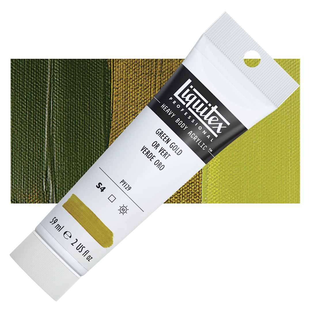 Open in modal - Liquitex Heavy Body Artist Acrylic - Green Gold, 2 oz Tube and swatch