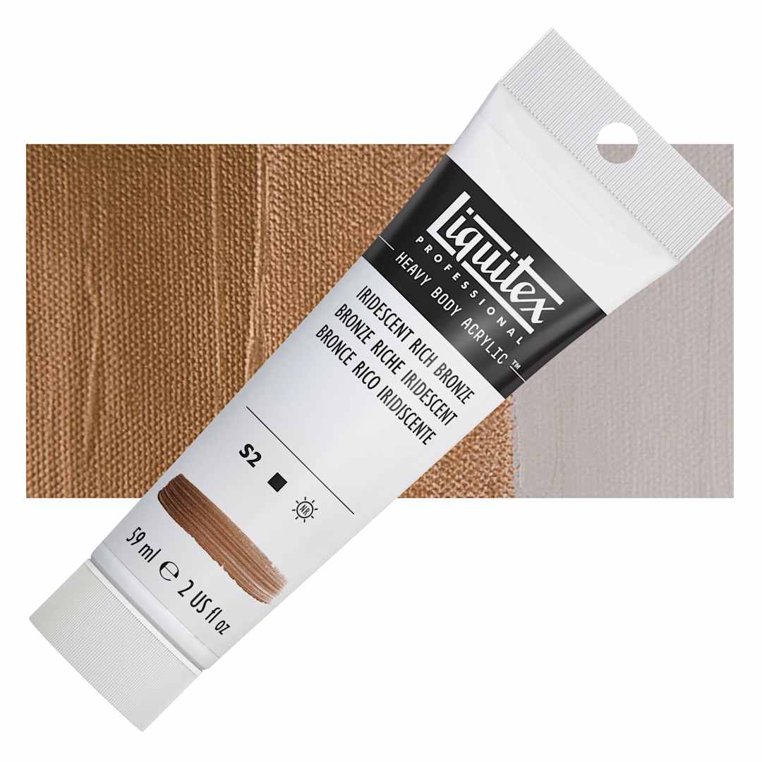 Open in modal - Liquitex Heavy Body Artist Acrylic - Iridescent Rich Bronze, 2 oz Tube and swatch