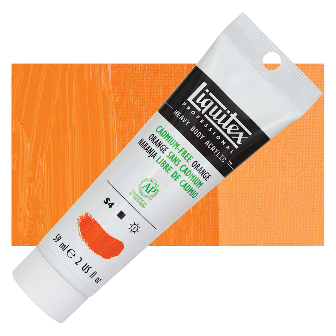 Open in modal - Liquitex Heavy Body Artist Acrylic - Cadmium-Free Orange, 2 oz and swatch