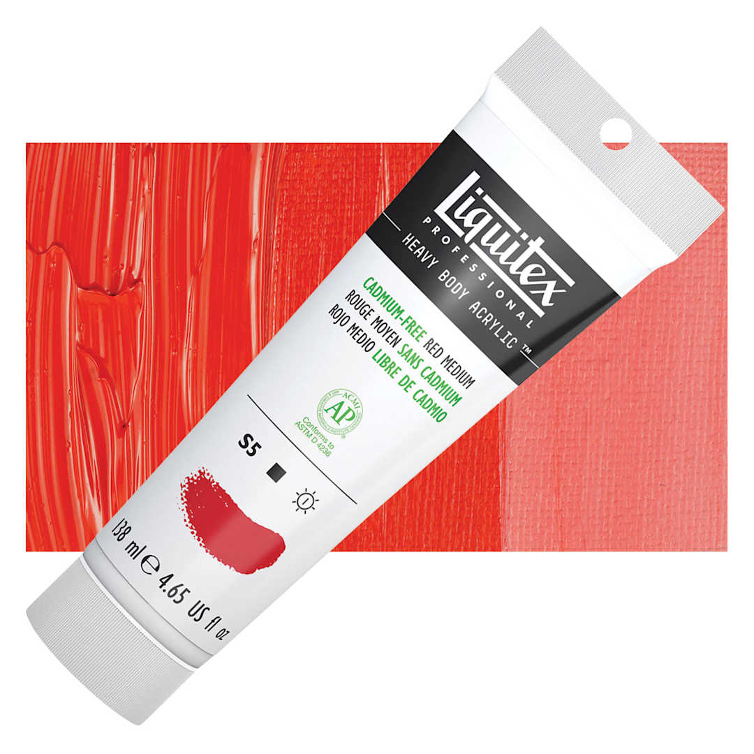 Open in modal - Liquitex Heavy Body Artist Acrylic - Cadmium-Free Red Medium, 4.65 oz and swatch