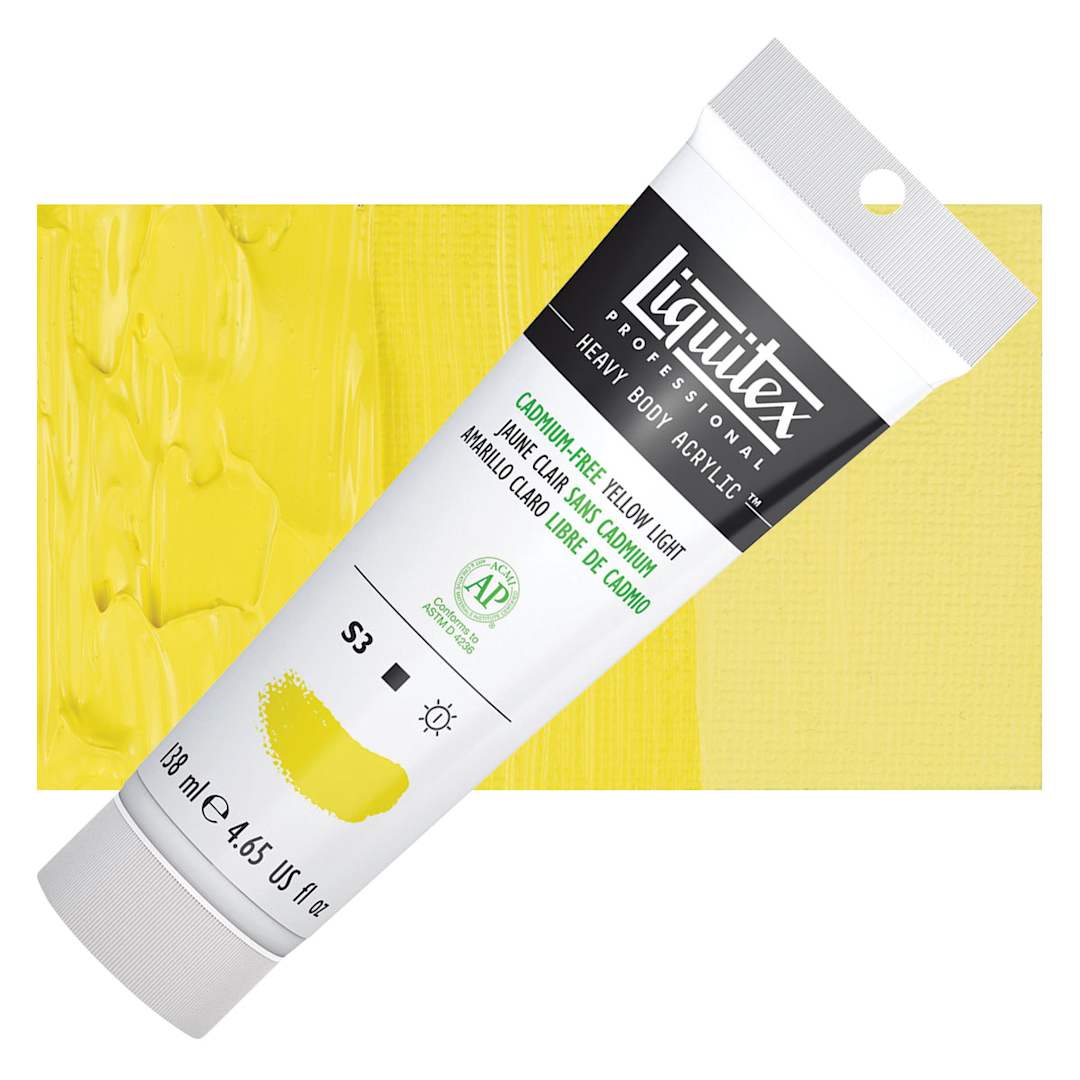 Open in modal - Liquitex Heavy Body Artist Acrylic - Cadmium-Free Yellow Light, 4.65 oz and swatch