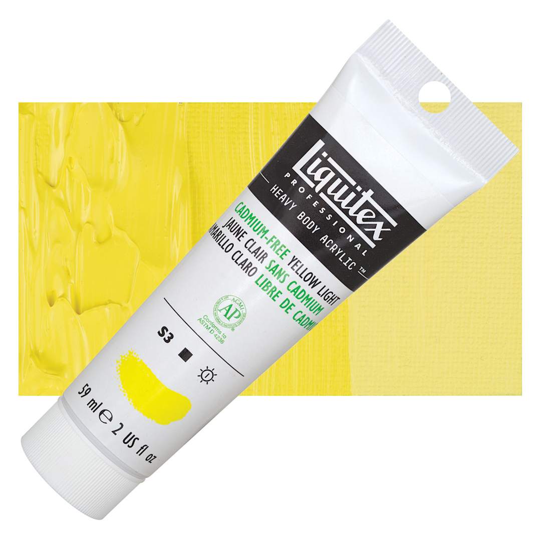 Open in modal - Liquitex Heavy Body Artist Acrylic - Cadmium-Free Yellow Light, 2 oz and swatch