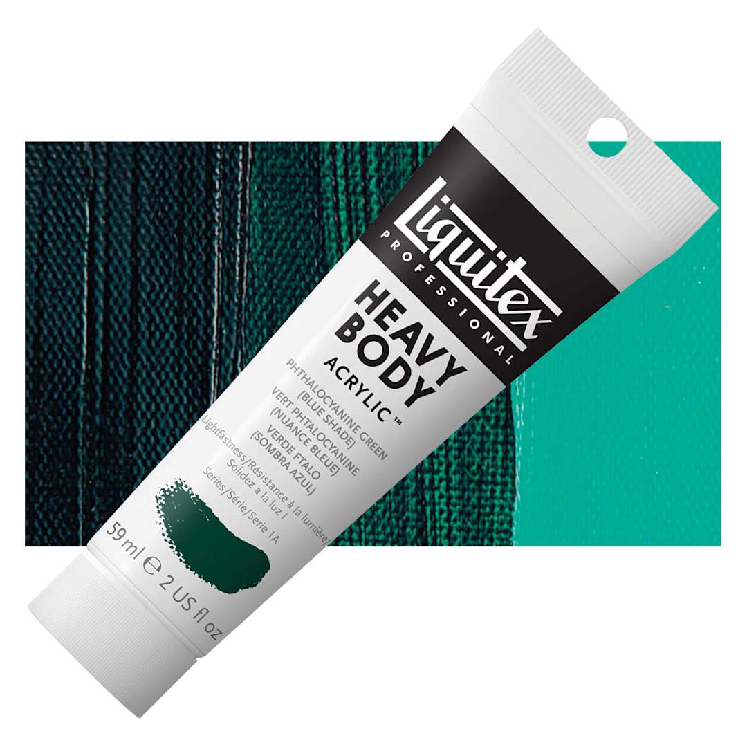 Open in modal - Liquitex Heavy Body Artist Acrylic - Phthalo Green (Blue Shade), 2 oz Tube and swatch