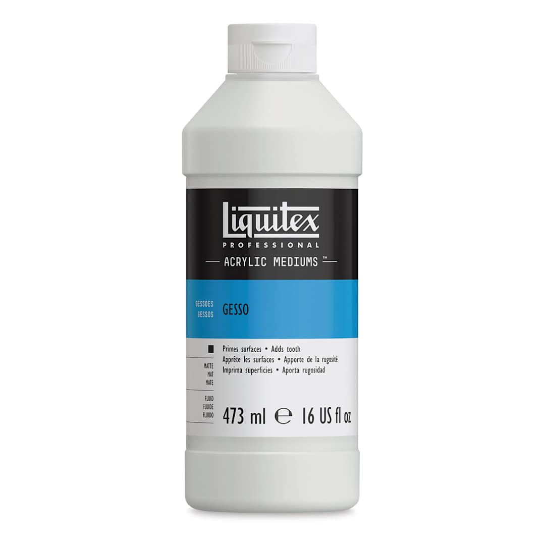 Open in modal - Liquitex Acrylic Gesso-White 16oz. Front of bottle.