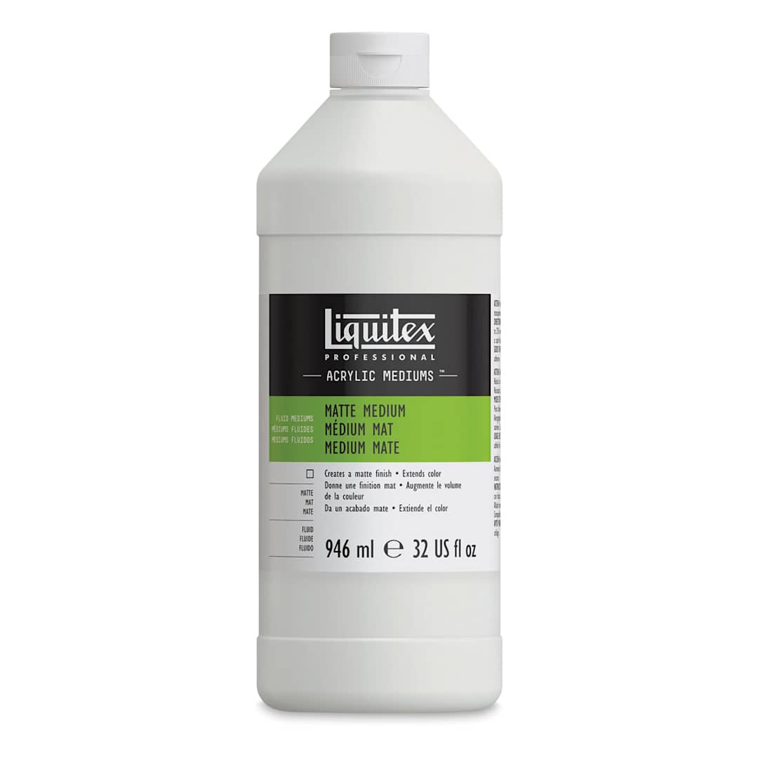 Open in modal - Liquitex Fluids Acrylic Medium - Matte, 32 oz Bottle. Front of bottle.