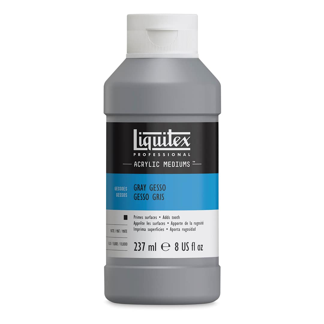 Open in modal - Liquitex Acryli Gesso-Neutral Gray 8oz. Front of bottle.