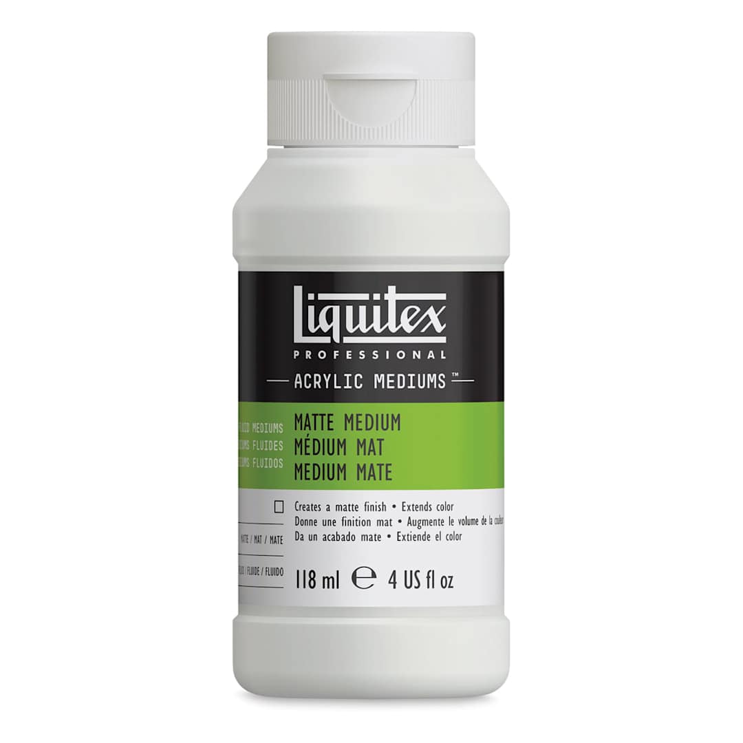 Open in modal - Liquitex Fluids Acrylic Medium - Matte, 4 oz Bottle. Front of bottle.