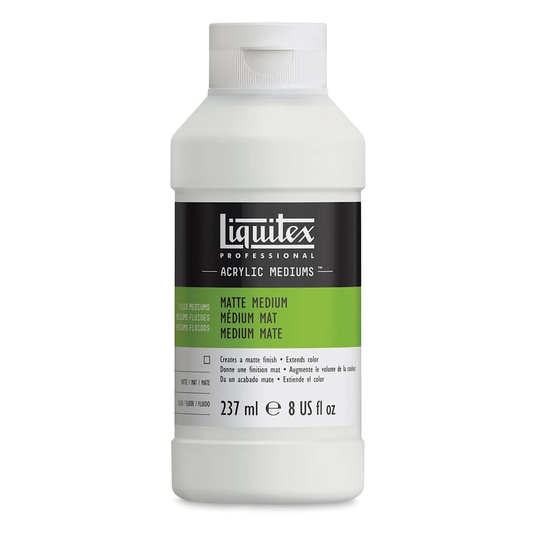 Open in modal - Liquitex Fluids Acrylic Medium - Matte, 8 oz Bottle. Front of bottle.