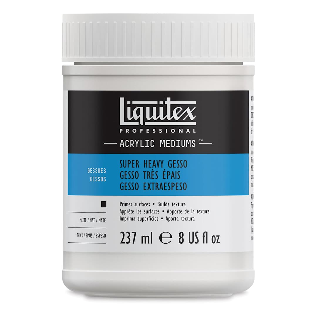 Open in modal - Liquitex Super Heavy Acrylic Gesso-White 8oz Jar. Front of jar.