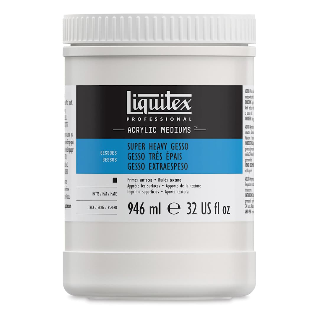 Open in modal - Liquitex Super Heavy Acrylic Gesso-White 32oz Jar. Front of jar.