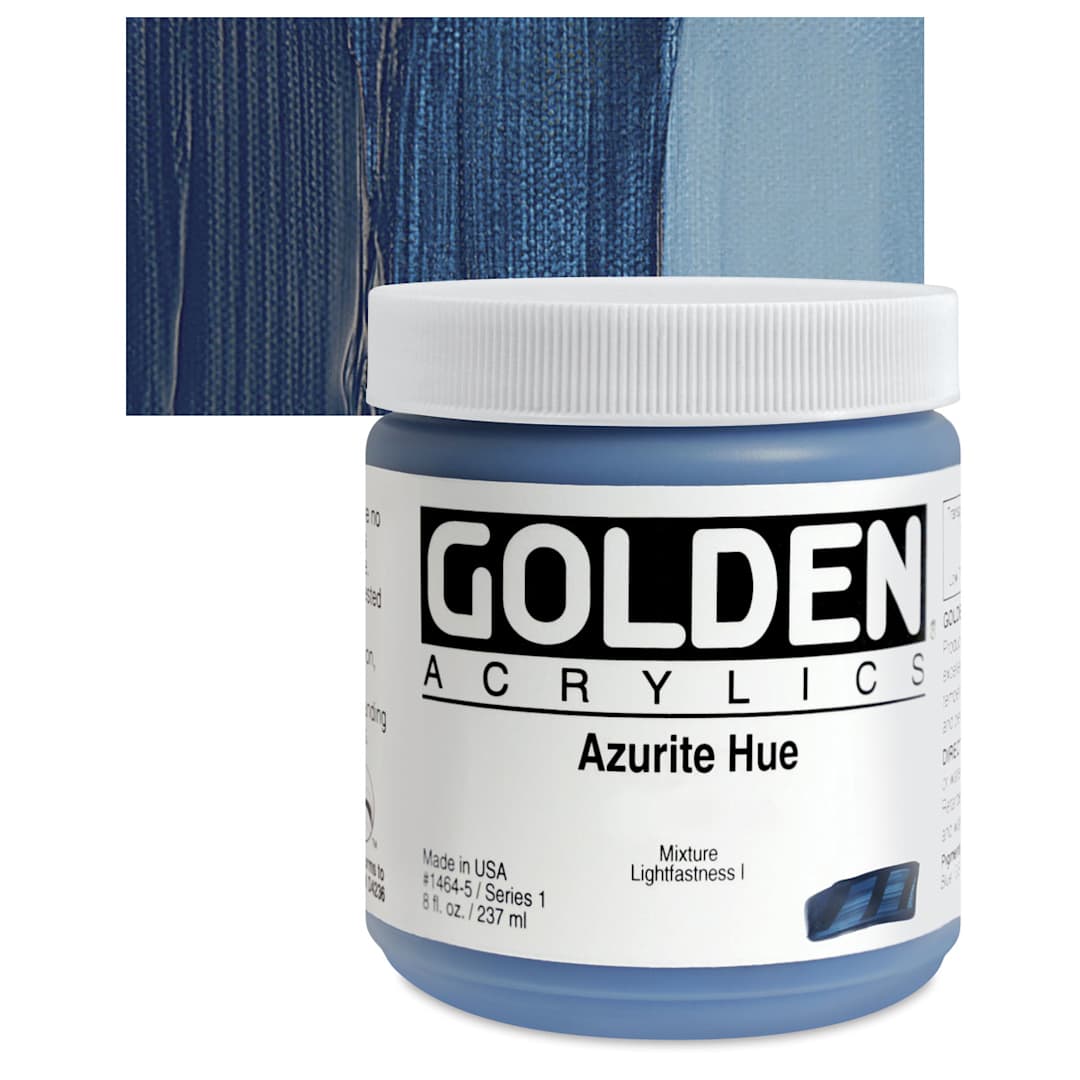 Open in modal - Golden Heavy Body Artist Acrylic - Azurite Hue, 8 oz Jar and swatch