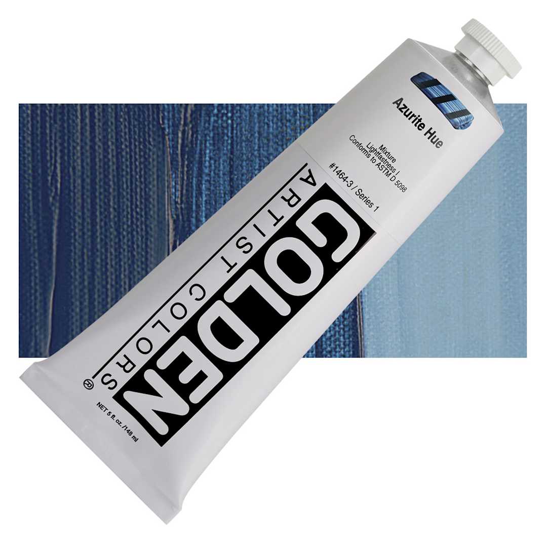 Open in modal - Golden Heavy Body Artist Acrylic - Azurite Hue, 5 oz tube and swatch