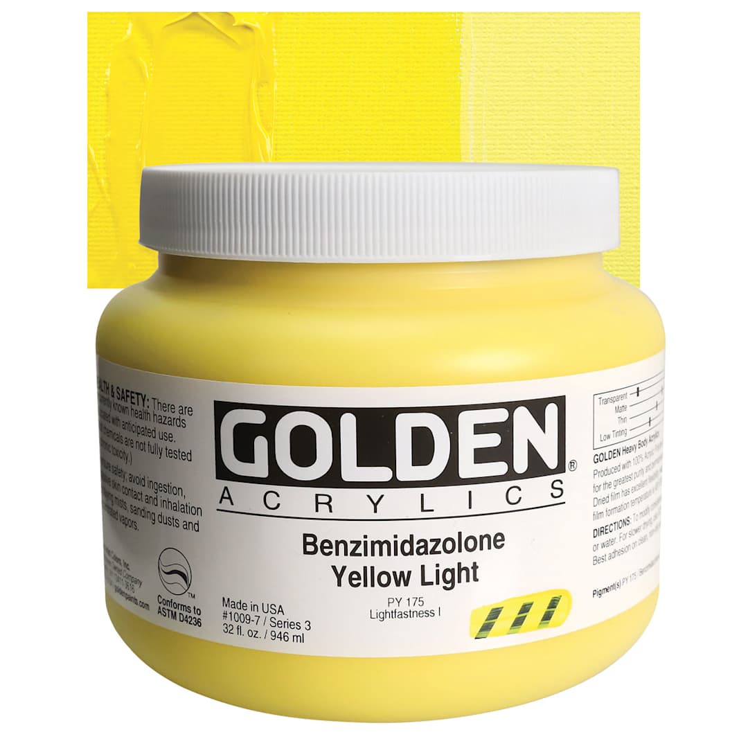 Open in modal - Golden Heavy Body Artist Acrylic - Benzimidazolone Yellow Light, 32 oz and swatch