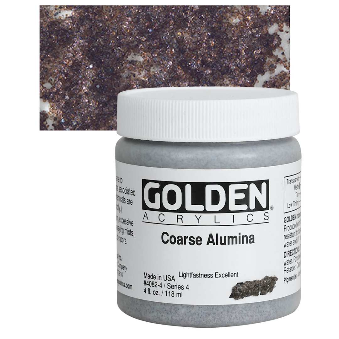 Open in modal - Golden Special Iridescent Acrylic - Coarse Alumina, 4 oz jar and swatch