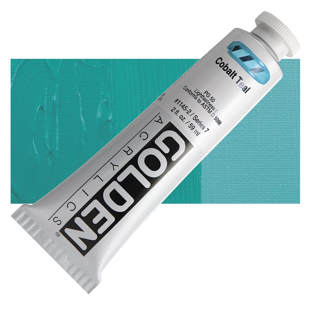 Open in modal - Golden Heavy Body Artist Acrylic - Cobalt Teal, 2 oz and swatch