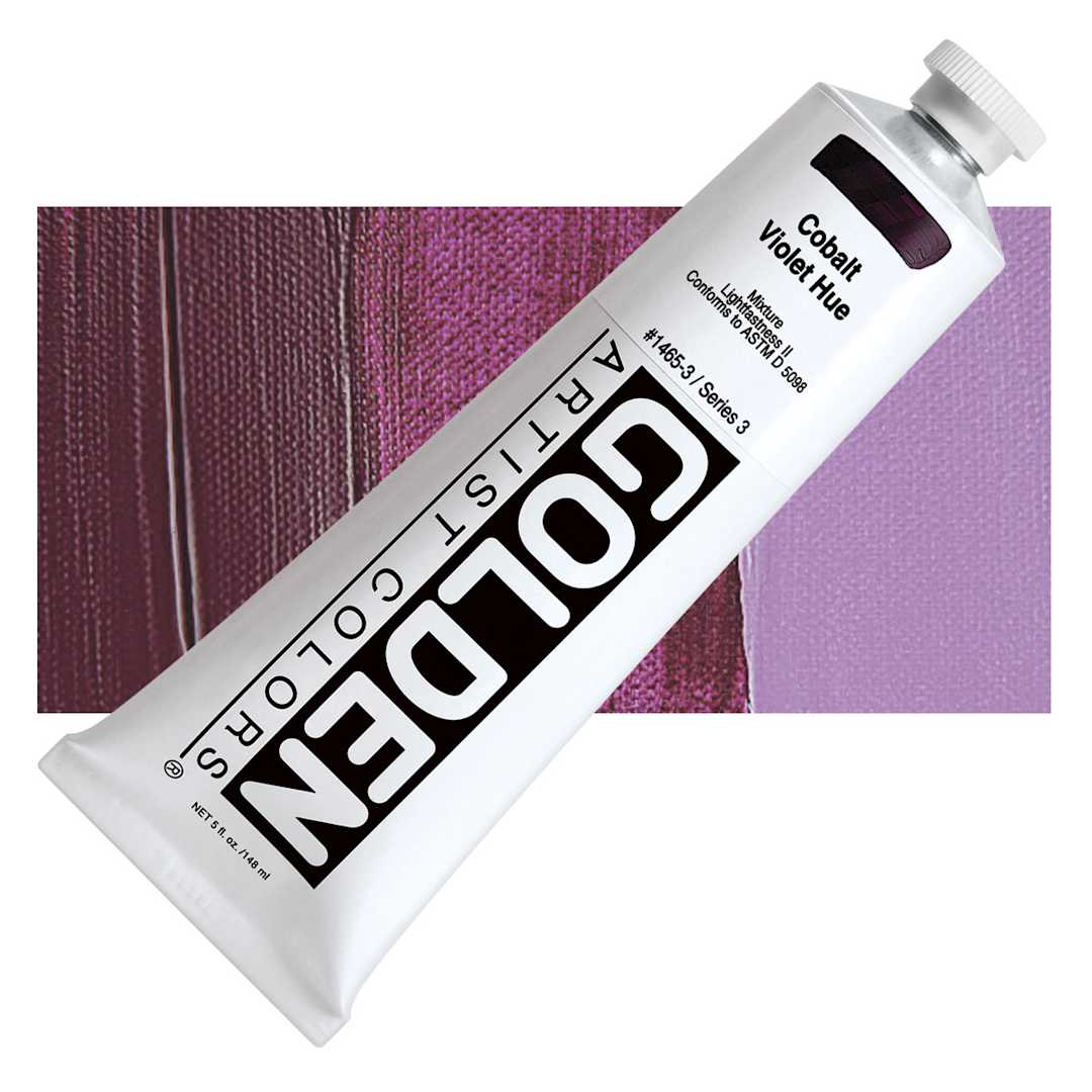 Open in modal - Golden Heavy Body Artist Acrylic - Cobalt Violet Historic Hue, 5 oz tube and swatch