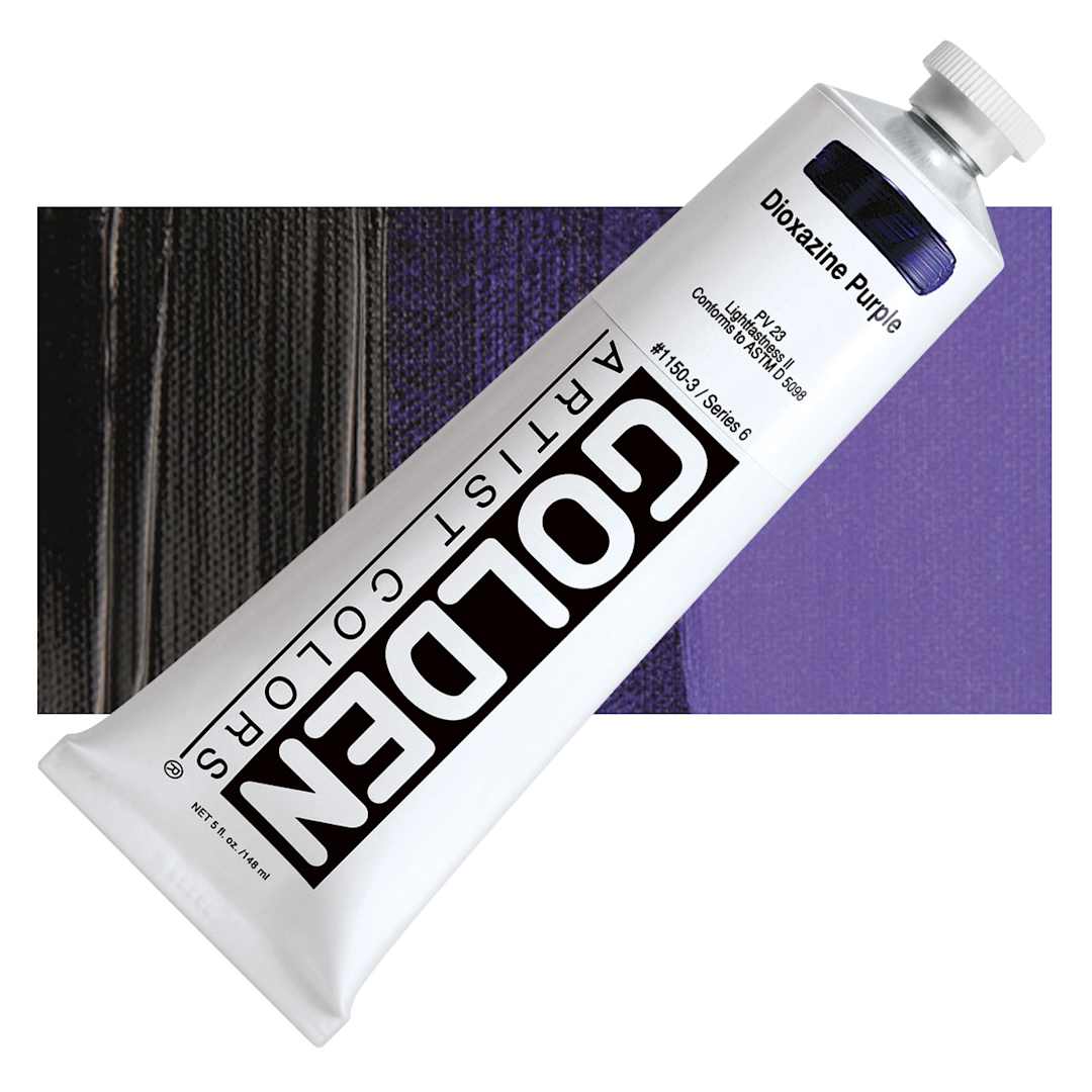 Open in modal - Golden Heavy Body Artist Acrylic - Dioxazine Purple, 5 oz Tube and swatch