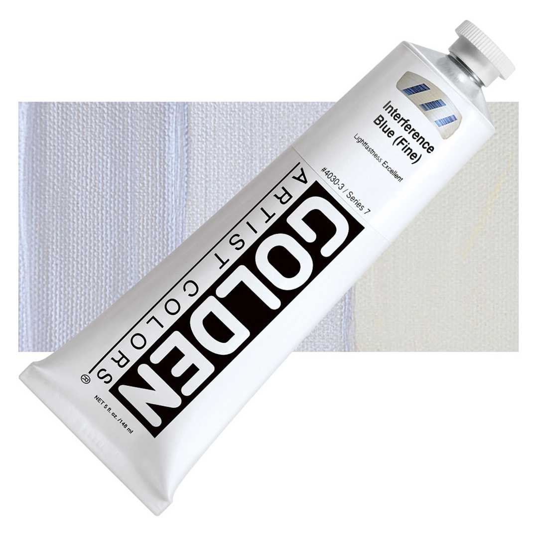 Open in modal - Golden Heavy Body Artist Acrylic - Interference Blue, 5 oz tube and swatch