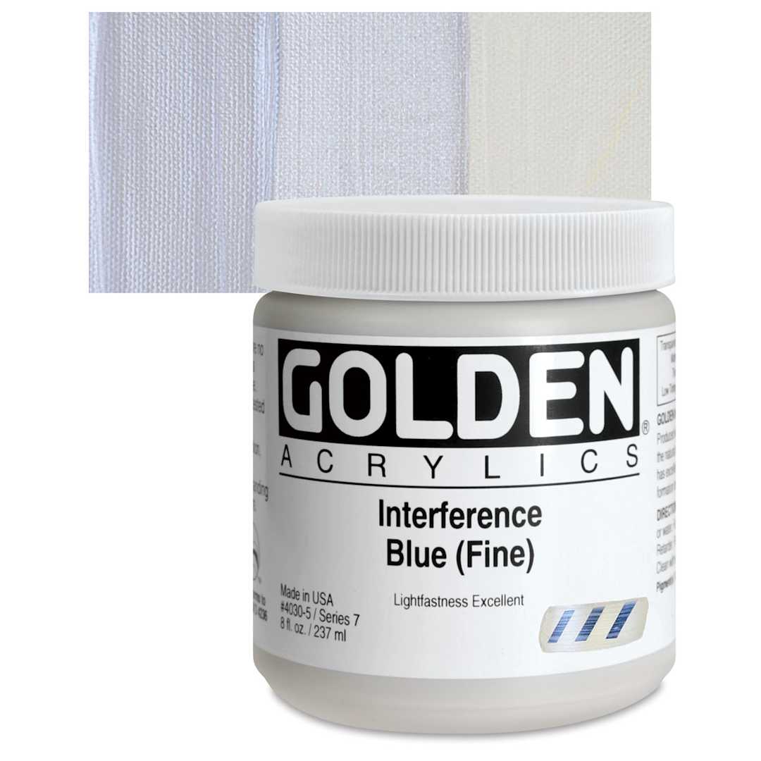 Open in modal - Golden Heavy Body Artist Acrylic - Interference Blue (Fine), 8 oz Jar and swatch