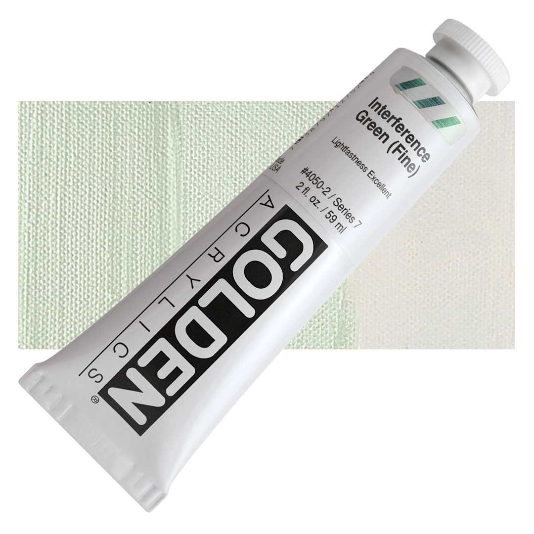 Open in modal - Golden Heavy Body Artist Acrylic - Interference Green (Fine), 2 oz Tube and swatch