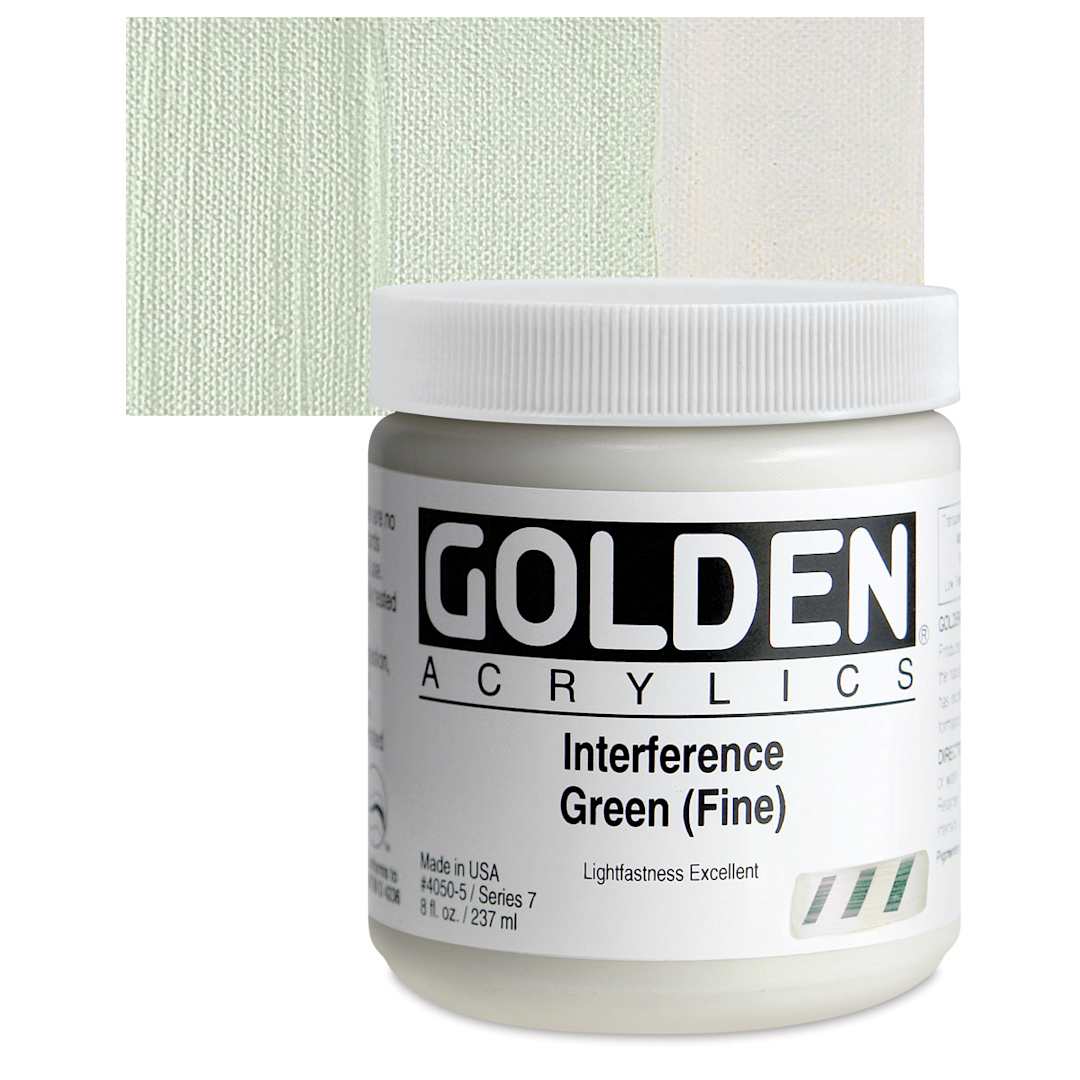 Open in modal - Golden Heavy Body Artist Acrylic - Interference Green (Fine), 8 oz Jar and swatch