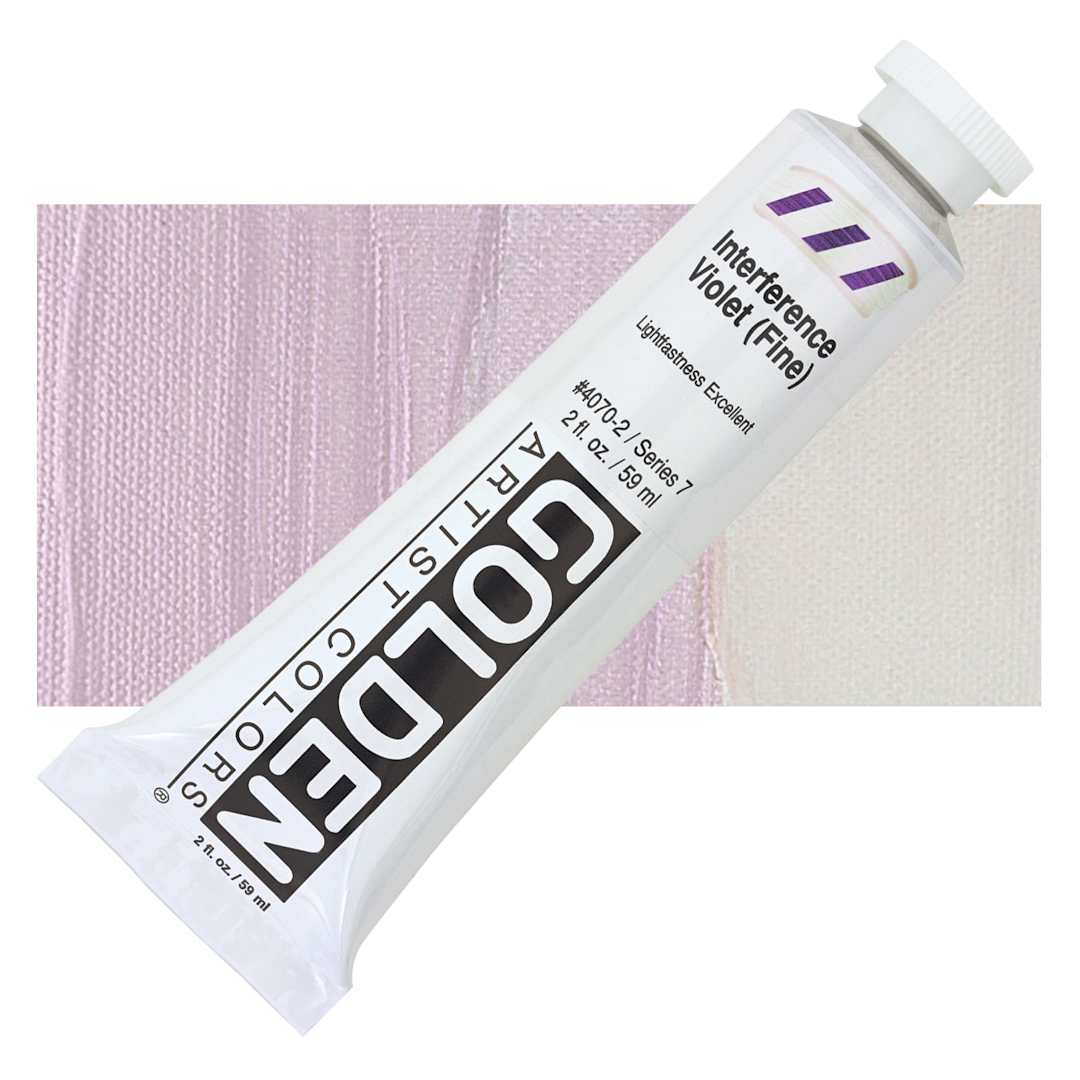 Open in modal - Golden Heavy Body Artist Acrylic - Interference Violet (Fine), 2 oz Tube and swatch