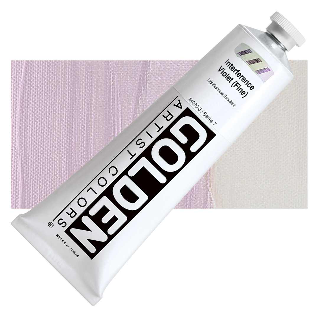 Open in modal - Golden Heavy Body Artist Acrylic - Interference Violet (Fine), 5 oz tube and swatch