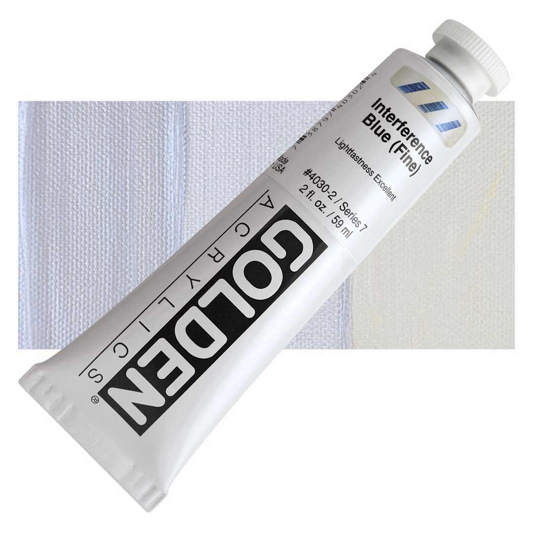 Open in modal - Golden Heavy Body Artist Acrylic - Interference Blue (Fine), 2 oz Tube and swatch