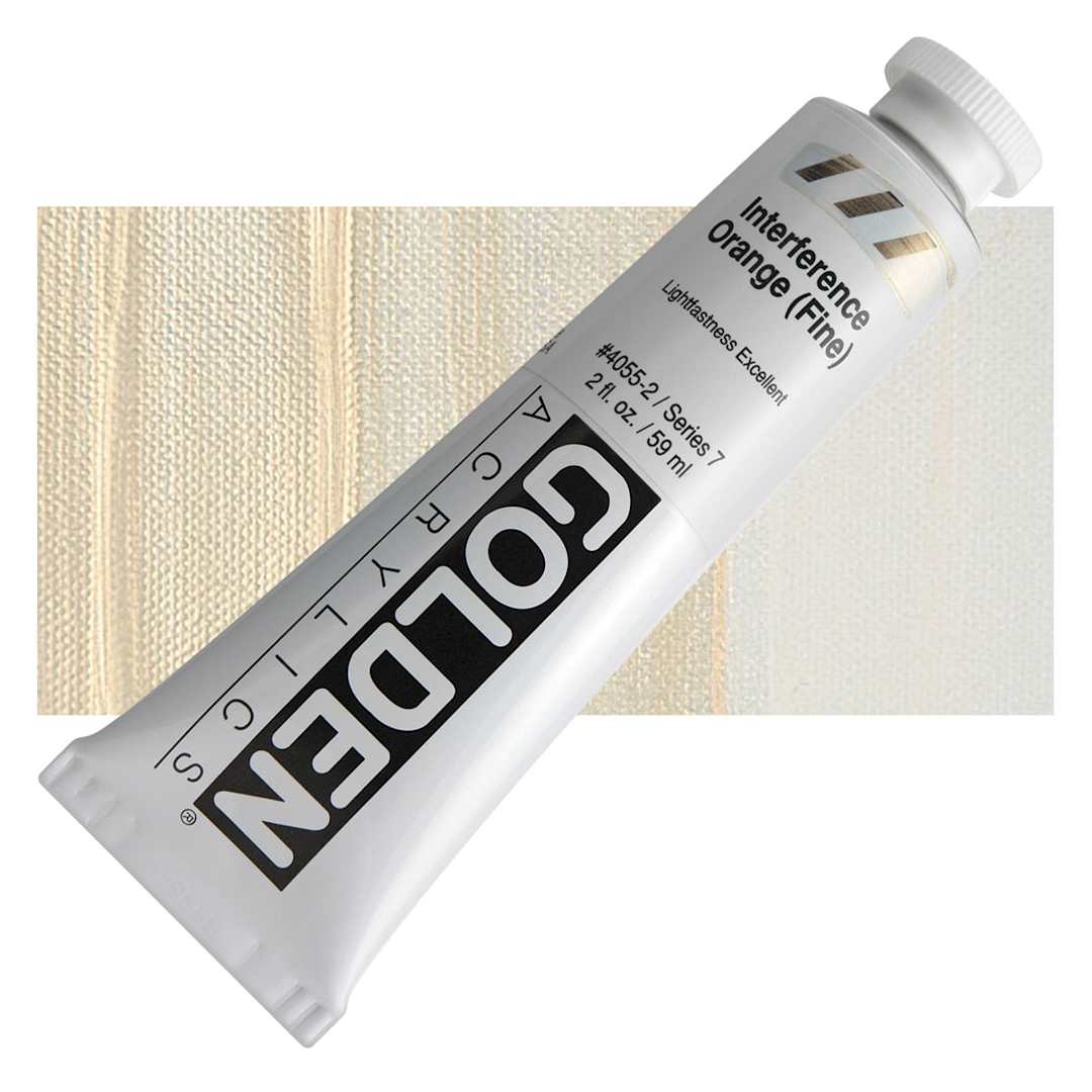 Open in modal - Golden Heavy Body Artist Acrylic - Interference Orange (Fine), 2 oz Tube and swatch