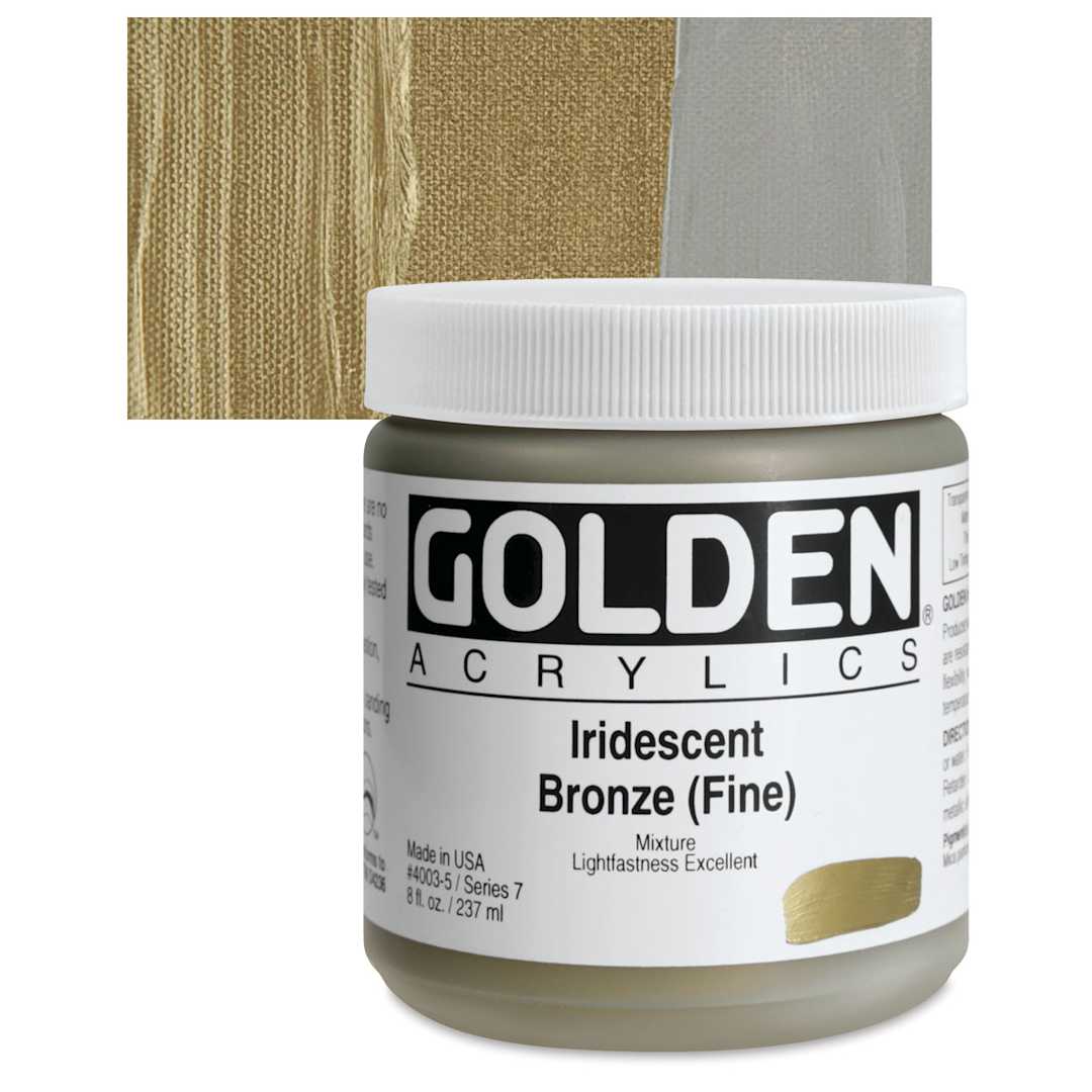 Open in modal - Golden Heavy Body Artist Acrylic - Iridescent Bronze (Fine), 8 oz Jar and swatch