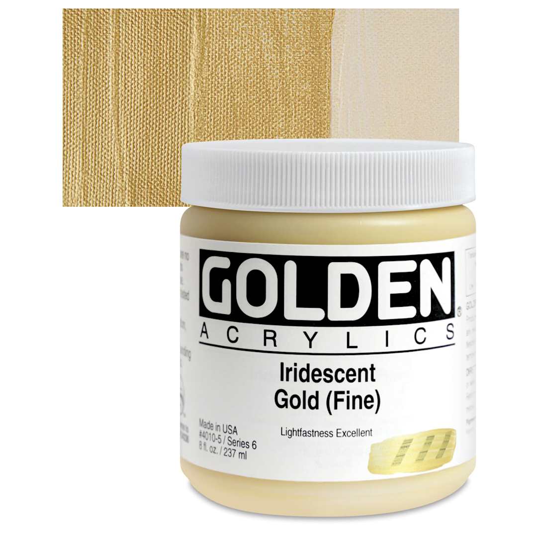 Open in modal - Golden Heavy Body Artist Acrylic - Iridescent Gold (Fine), 8 oz and swatch