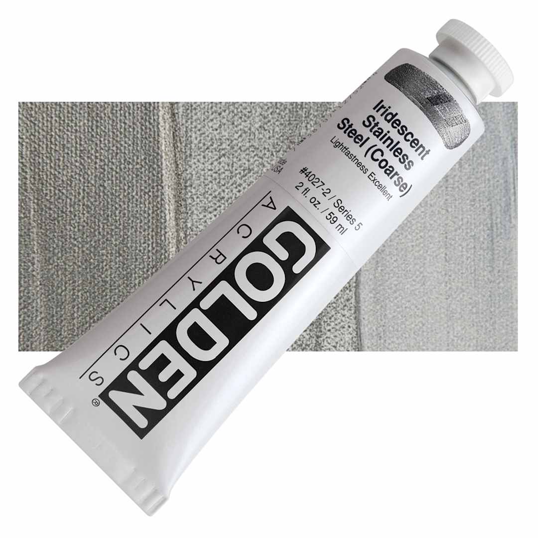 Open in modal - Golden Heavy Body Artist Acrylic - Iridescent Stainless Steel (Coarse), 2 oz Tube and swatch