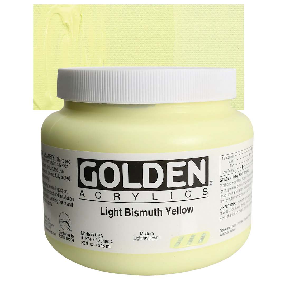 Open in modal - Golden Heavy Body Artist Acrylic - Light Bismuth Yellow, 32 oz and swatch