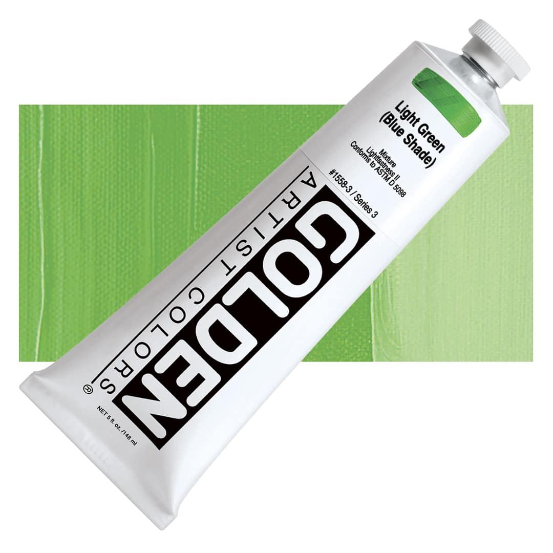 Open in modal - Golden Heavy Body Artist Acrylic - Light Green (Blue Shade) 5 oz tube and swatch