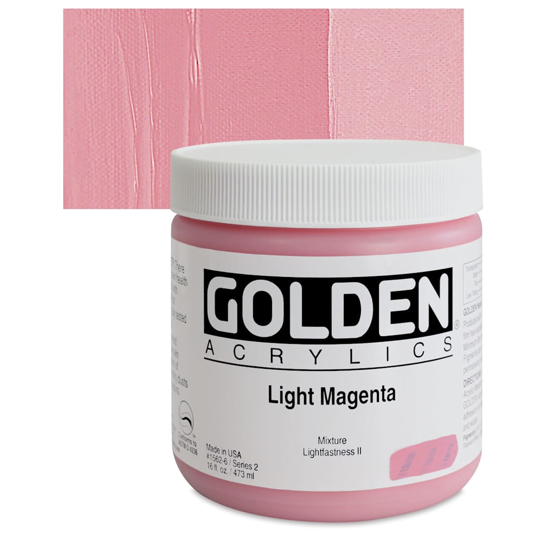 Open in modal - Golden Heavy Body Artist Acrylic - Light Magenta, 16 oz Jar and swatch