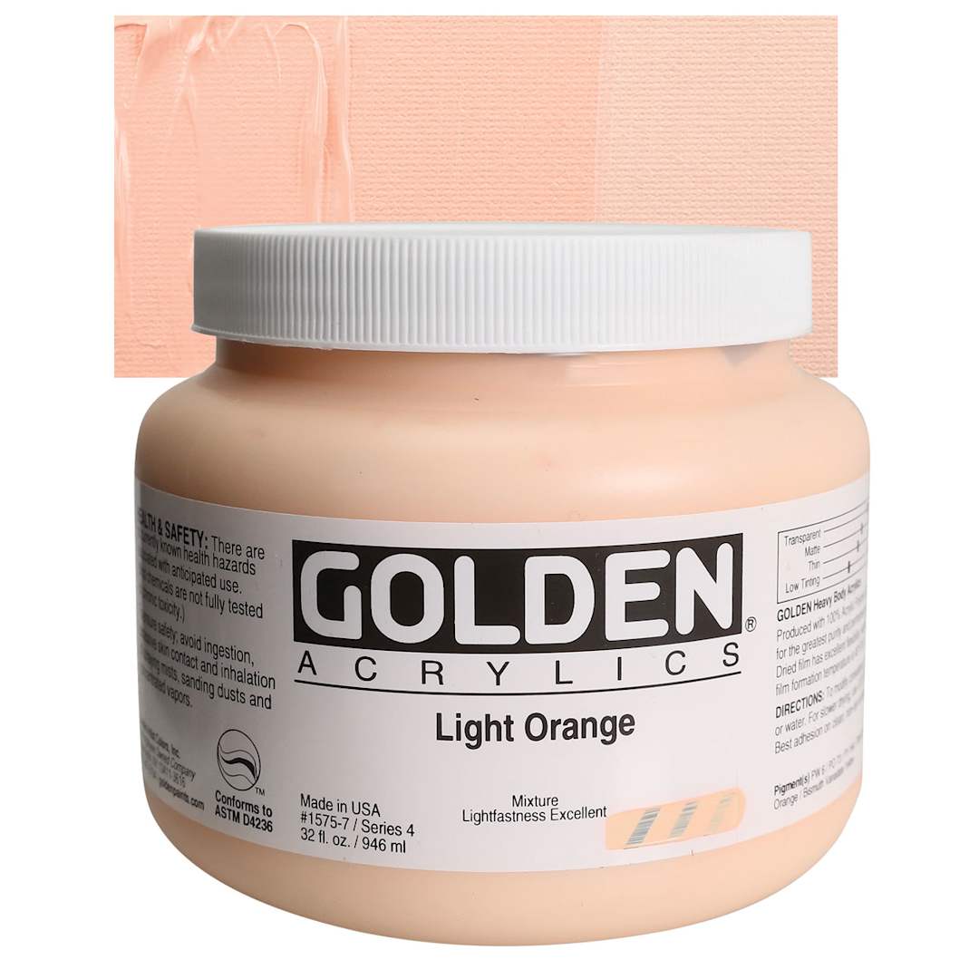 Open in modal - Golden Heavy Body Artist Acrylic - Light Orange, 32 oz and swatch