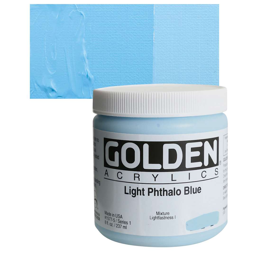 Open in modal - Golden Heavy Body Artist Acrylic - Light Phthalo Blue, 8 oz and swatch