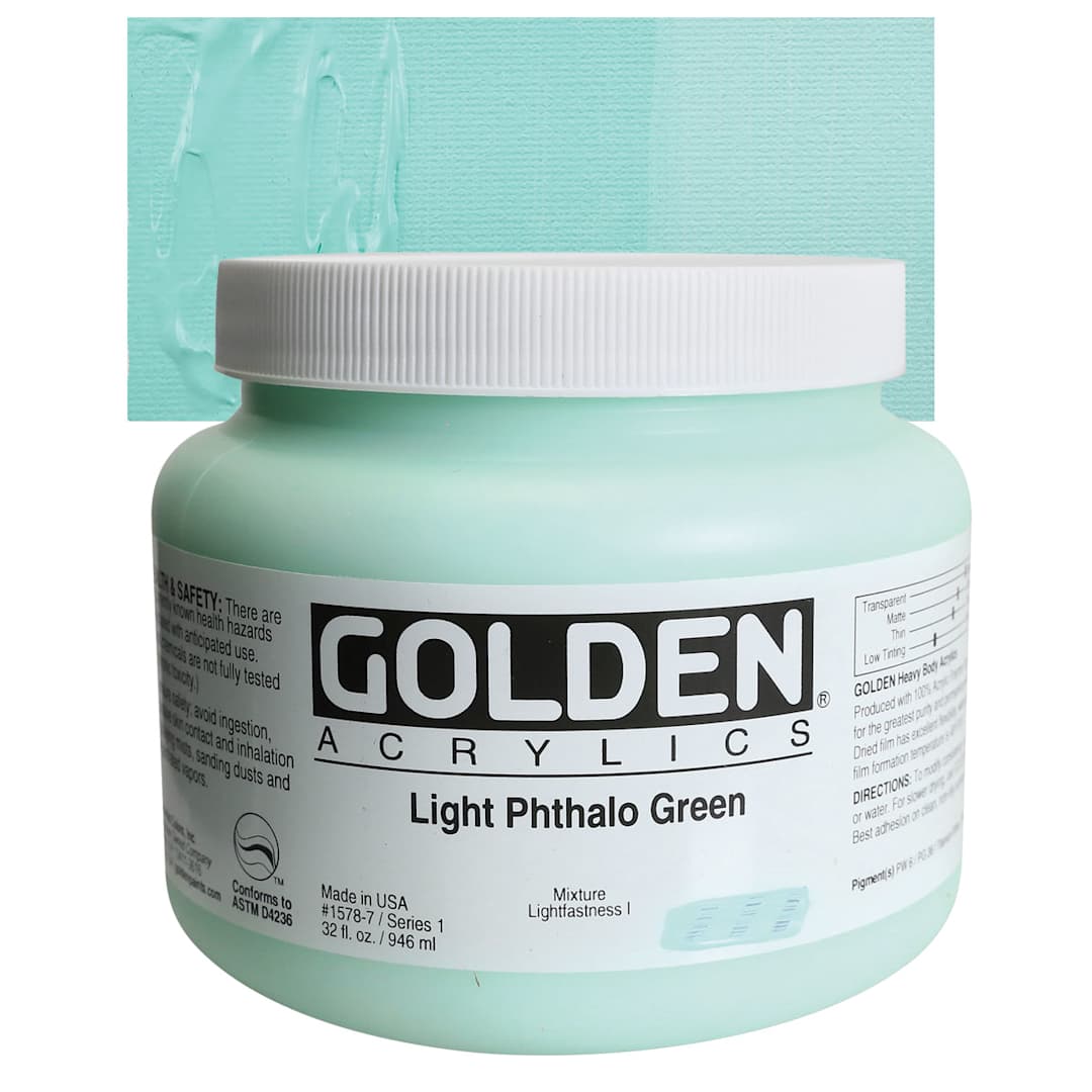 Open in modal - Golden Heavy Body Artist Acrylic - Light Phthalo Green, 32 oz and swatch