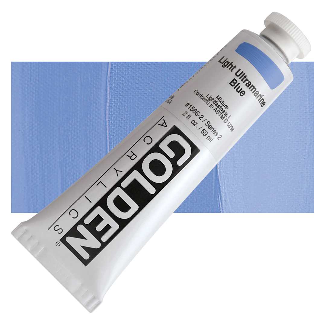 Open in modal - Golden Heavy Body Artist Acrylic - Light Ultramarine Blue, 2 oz Tube and swatch