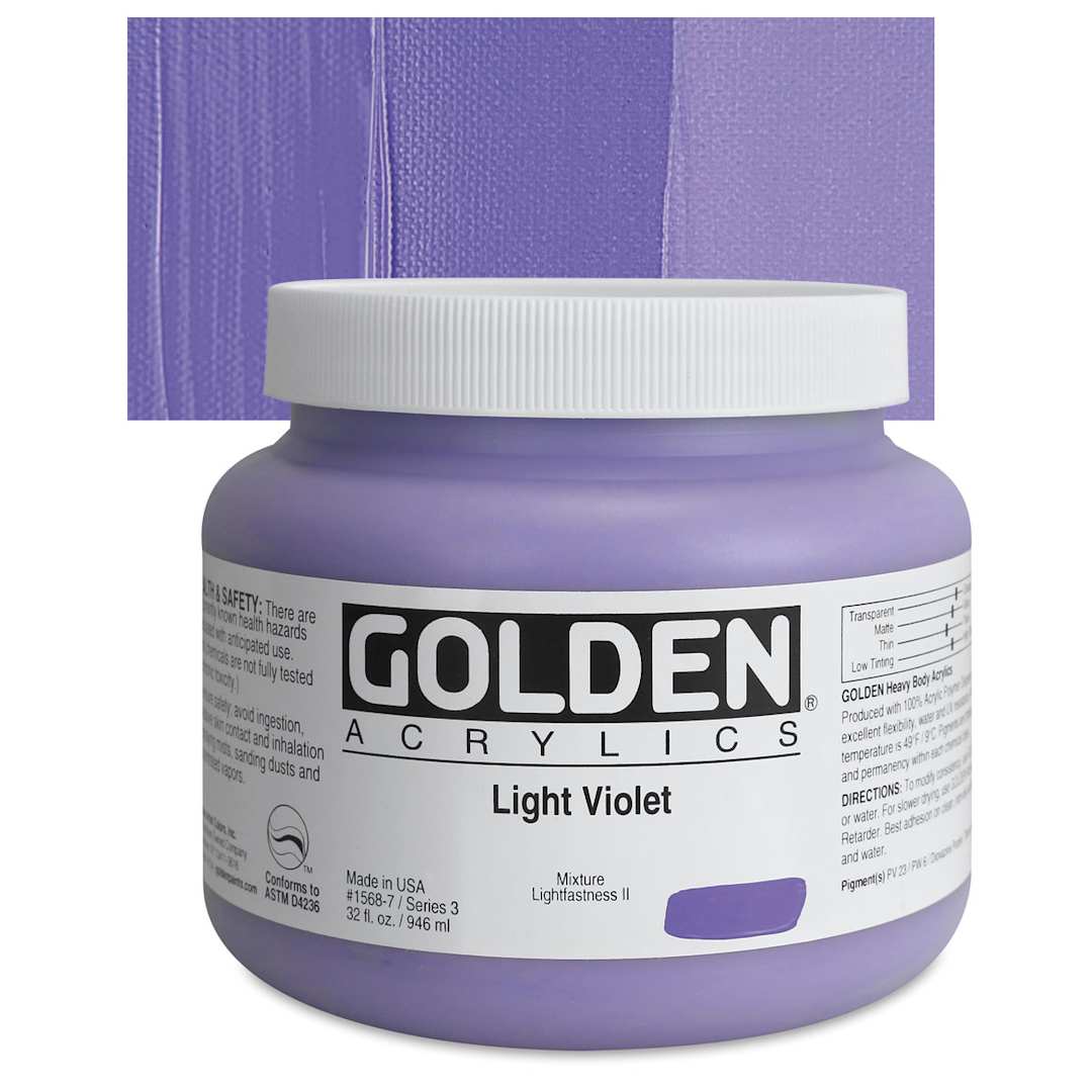 Open in modal - Golden Heavy Body Artist Acrylic - Light Violet, 32 oz jar and swatch