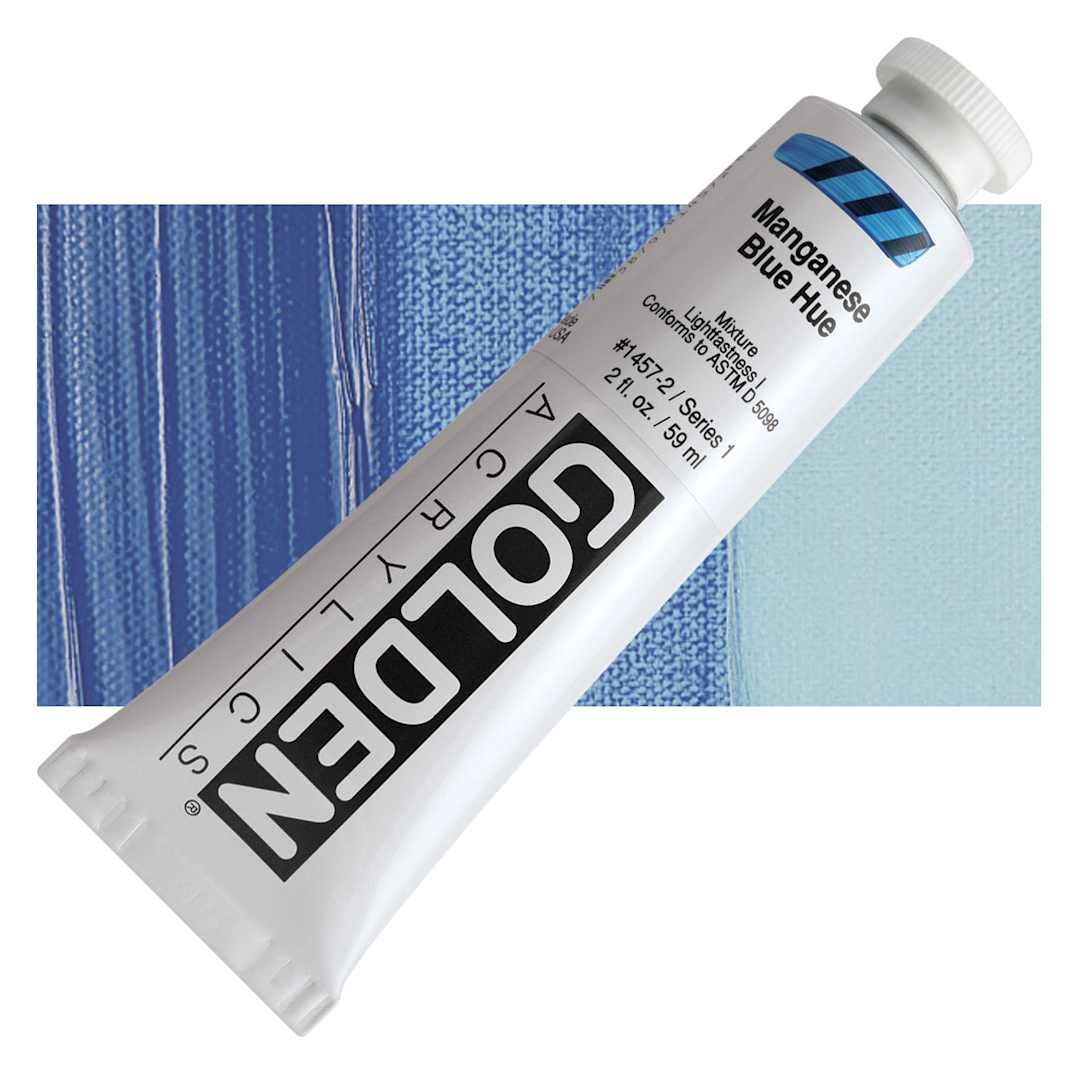 Open in modal - Golden Heavy Body Artist Acrylic - Manganese Blue Historic Hue, 2 oz Tube and swatch