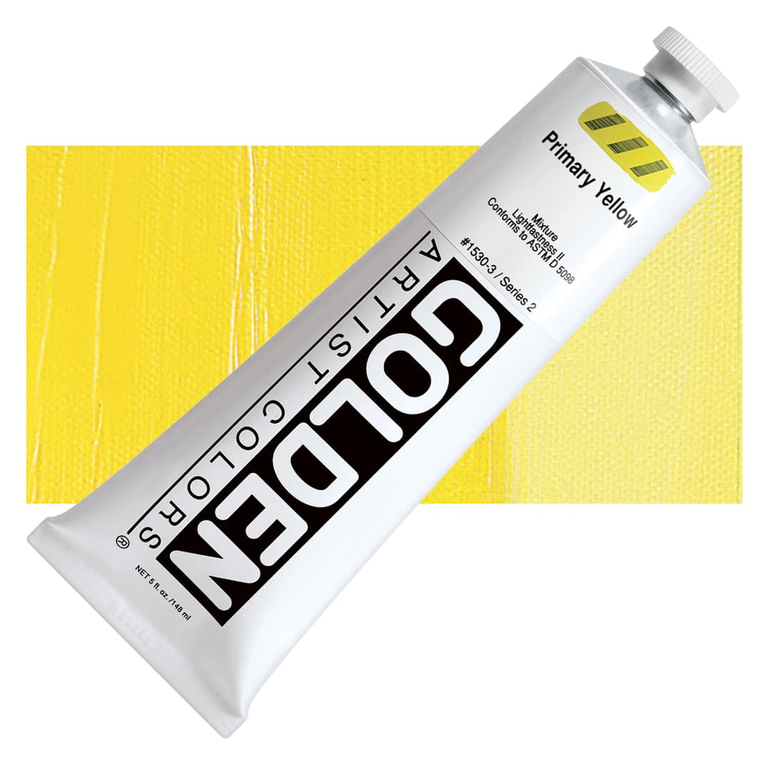 Open in modal - Golden Heavy Body Artist Acrylic - Primary Yellow, 5 oz Tube and swatch