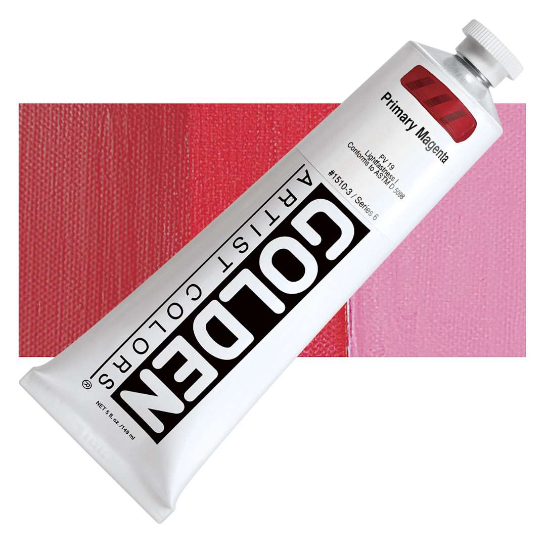 Open in modal - Golden Heavy Body Artist Acrylic - Primary Magenta, 5 oz Tube and swatch
